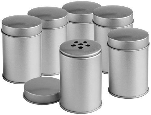 12er Pack Gewürzdosen mit grobem Streueinsatz und Deckel | Ideal für grobe Gewürze oder Kräuter| Höhe: je ca. 8,6 cm, Ø je ca. 5,8 cm | Dosen Material: Weißblech | BPA-frei und lebensmittelecht