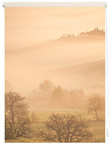 Lichtblick Klemmfix Tageslicht-Rollo mit Motiv, ohne Bohren, Blickdicht, Seitenzugrollo, Made in Germany, Toskana - Orange Braun 120 x 150 cm (B x L)