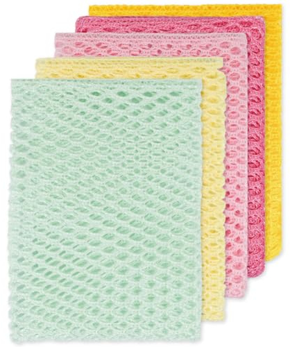 Oliviatree 5 pcs innovante Vaisselle Net chiffons grattante 100% sans odeur séchage rapide Plus besoin d'éponges avec odeur de moisissure idéal à récurer pour le lavage Vaisselle 279 cm par 279 cm