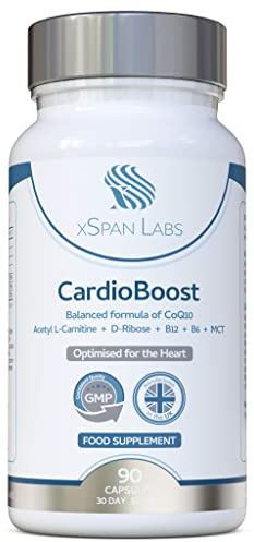 CardioBoost 90 Capsules – a Precise Balance of CoQ10, D-Ribose, Acetyl L-Carnitine, B Vitamins & Medium Chain Triglycerides for Normal Heart Function and to Reduce Tiredness & Fatigue