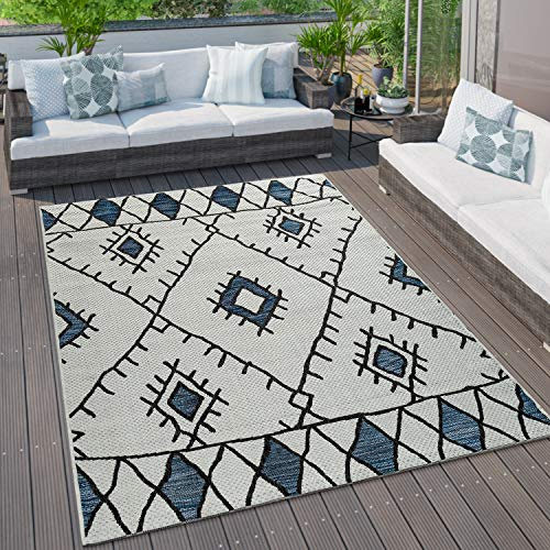 Paco Home Grandi tappeti per esterni, per cucina, balcone e terrazza, vari motivi e colori, Dimensione:200x280 cm, Colore:Blu
