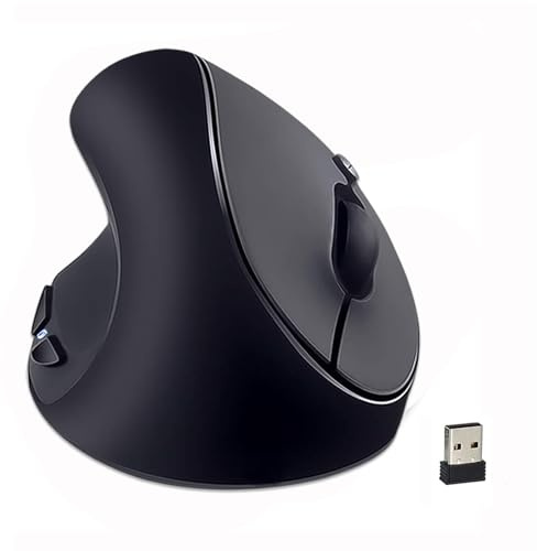 SUNGI Left-Handed Mouse,2.4GHz Ergonomic Vertical DPI 800/1200/1600 Wireless Mouse with USB Receiver for Left Hand,Black