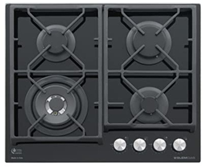 GLEM GAS Piano Cottura 60CM 3 FUOCHI + 1 Tripla Corona Vetro Nero GV64TXBK