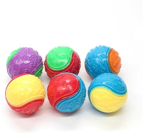 Meakin Trade Squeaky Dog Balls - 6 Pack Dog Toys in Bright Colours for Endless Fun, Training, and Bonding - Durable and Safe Strong Dog Toy Suitable for All Breeds and Sizes