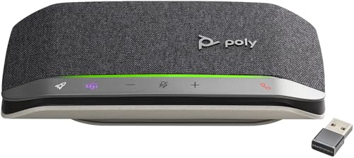 POLY - Sync 20+ USB-A Personal Bluetooth Smart Speakerphone (Plantronics) - Connect to Smartphones via Bluetooth-PC/Mac via - BT600 Dongle -Works with Teams (Certified), Zoom & More,Black