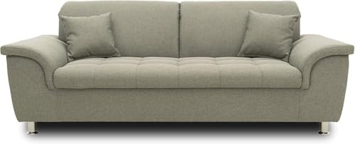 DOMO. collection Sofa Franzi, 2, 5-Sitzer Couch, 2, 5er Garnitur mit Nackenfunktion, Polstergarnitur 210 x 105 x 81 cm (BxTxH), grau-braun | 3 Sitzer mit Nackenfunktion und Steppung, breite Armlehnen für Wohnkomfort, 210 x 105 x 81 cm (BxTxH)