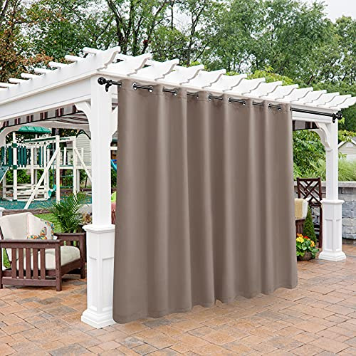 Bonzer wasserdichte Indoor/Outdoor Vorhänge für Terrasse, wärmeisoliert, Sonne blockierende Ösen-Verdunkelungsvorhänge für Schlafzimmer, Veranda, Wohnzimmer, Pergola, Cabana, 304.8x241.3 cm, Khaki | Verdunkelungsvorhänge mit Ösen für Pavillon, Veranda, Pergola, Cabana, Deck, 1 Panel, 308 x 244 cm, Khaki