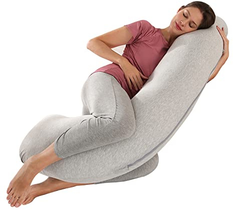 Wndy's Dream L shaped Support Pillow| Pregnancy Body Pillow with Premium Cotton Filling for Sports Recovery,Back, Neck & Leg Pain Relief with Machine Washable Pillowcase