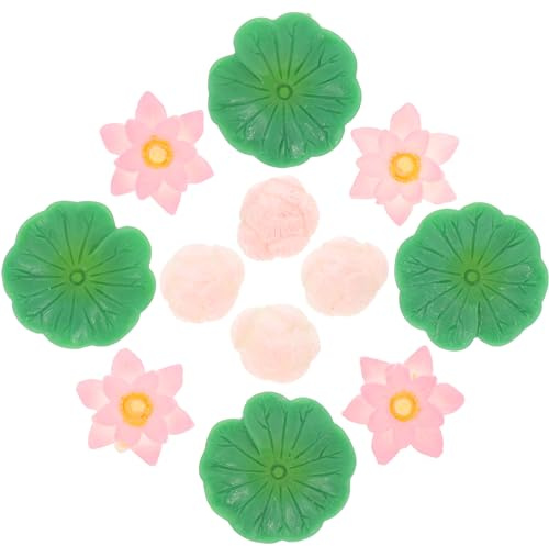 POPETPOP 12PCS Artificial Floating Lotus Flowers with Water Lily Pads: Fake Water Lily Pads Flowers Pond Plants Ornaments for Pond Aquarium Decor