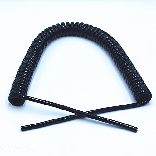 KEPOHK 2-adriges Feder-Teleskop-Spiralkabel 24AWG 20AWG 17AWG 14AWG 2,5 m 5 m 7,5 m schwarzes Netzkabel dehnbarer Draht Leitungslänge 2,5 m 2-adrig 17 AWG