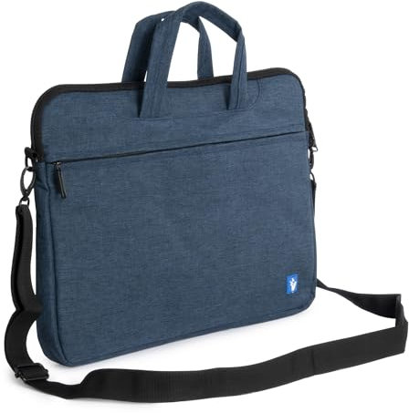 VulTech Borsa Tracolla Laptop 15-15,6, Custodia PC Compatibile con MacBook Pro/Air, HP, Lenovo, Dell, Asus – Vano Imbottito, Tasca Frontale, Fascia per Trolley, Tracolla Rimovibile, blu