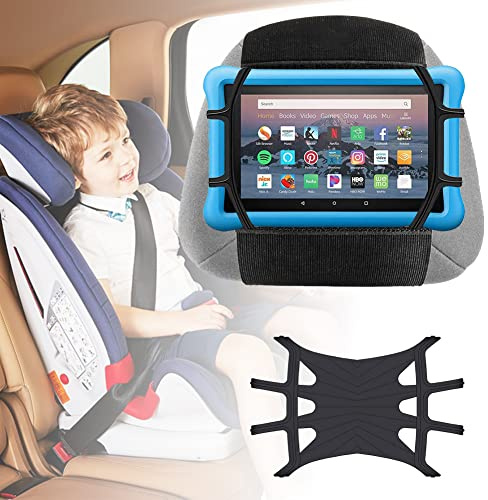 Surfplattehållare, bil, lastbil, surfplatta, nackstöd, universell bil, iPad-hållare med silikonhållnät för alla Kindle Fire, iPad och surfplatta med – svart (Large Silicone Net (7,9–12,9 tum)
