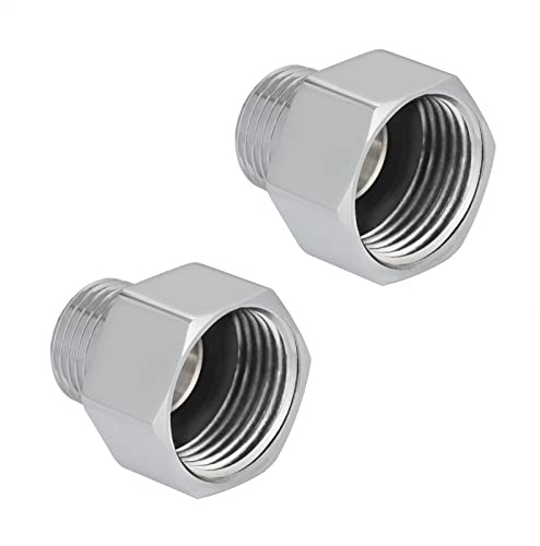 Happyreise Brass Pipe Fitting,3/4”GHT Female Thread x 1/2” NPT Male Threaded adapter,Garden Hose to Shower adapter,Chrome 2 Pack