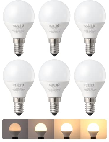 EDISHINE E14 LED bianco caldo dimmerabile, lampadina E14 a forma di goccia, lampadina P45, piccola vite Edison 2700K, risparmio energetico 4,8W, sostituzione 40W a incandescenza, 6 pacchetti