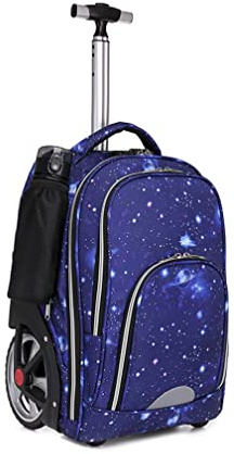 FEEIMOL Trolley Rucksack mit Rollen Rolling Schultasche für Mädchen Jungen Schüler Reisegepäck Laptop Reise Geschäft Trolley Reisekoffer 20 Zoll (Blau)