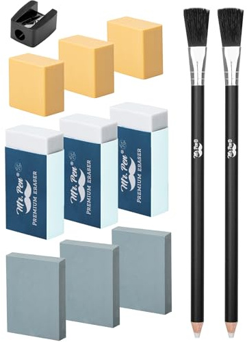 Mr. Pen- Art Eraser Set, 12Pcs, Pencil Eraser, Artist Eraser, Art Erasers, Drawing Erasers