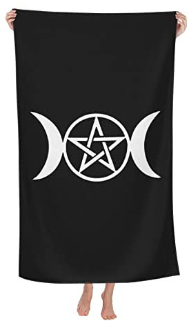 Bath Towel Triple Moon Pentacle Pagan Platinum Logo Soft Towels Cosy Absorbent Wash Cloths For Hair Children Travel,80X130Cm