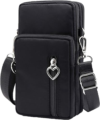 Thgtao Handy Umhängetasche Damen, Handytasche zum Umhängen, Mini Crossbody, Nylon Kleine Umhängetasche mit Kopfhörer Eingang, Ideal für die Aufbewahrung der Brieftasche Ihres Handys beim Einkaufen