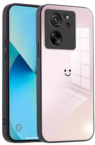XINYEXIN Funda para Xiaomi 13T / Xiaomi 13T Pro Case con Vidrio Degradado, Moda Ultra Delgado Antichoque y Antiarañazos Protectora Carcasa - Rosa