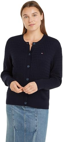 Tommy Hilfiger Damen Cardigan Zopfmuster, Blau (Desert Sky), S