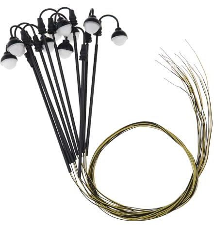 Be In Your Mind 10pcs 1:100 Railway Train Model Lamp Column LED Track Street Light 3V 77mm Compatible with HO Scale Compatible with OO Scale, Warm White Light