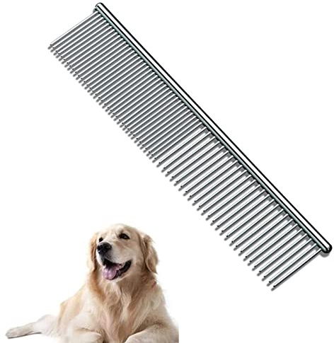 1 x Pet Comb Metal Stainless Steel Pet Grooming Comb Rust Resistant Comb Row Teeth Pet Comb Large Medium Small Dogs Cats Fur Detangling Tool Pets