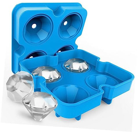4 Silikonformen rundes Tablett Diamant-Eisschale Pudding-Diamant Eisstab aus Silikon Eisstockschale mit Deckel Eisform Backform Seifenformen Eiswürfelschale Schimmel Eismaschine 3d
