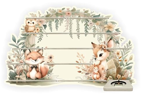 Farbklecks-Collection Tonie Regal Blumenbogentiere, 79 x 48 x 6 cm | Wandregal für bis zu 60 Hörfiguren, mit speziellem Ablagefach kompatibel mit Toniebox 1, handgefertigt in Deutschland
