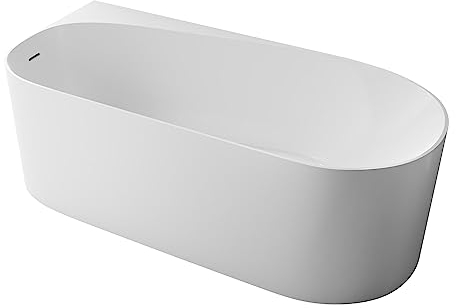 BERNSTEIN Eck-Badewanne aus Sanitäracryl Wanne mit Doppelwandiger Konstruktion 170 x 78 x 58 cm - 5 Jahre Garantie - Standbadewanne Onda Corner in Weiß glänzend, Acryl-Wanne Einbau Links