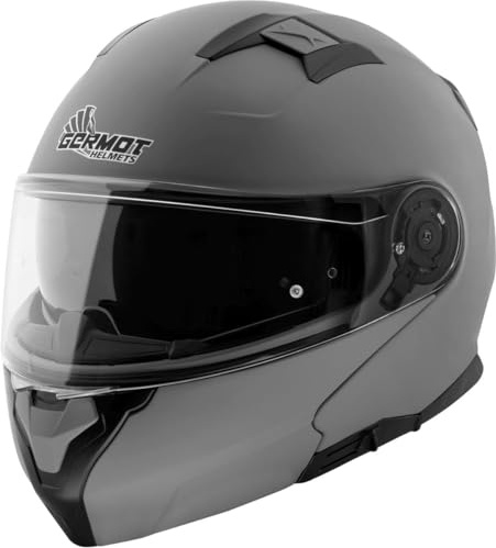 Germot GM 970 Klapphelm grau matt ECE 22.06 mit Sonnenblende und P/J Homologation, XXL 63/64