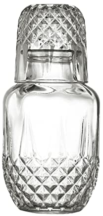 Caraffa per Acqua da Comodino con Tazza di Vetro Set di 2 Caraffa per Acqua da Comodino Vintage con Bicchiere Decanter per Acqua in Cristallo Caraffa per Acqua Notturna Dispenser per Brocca per(A)