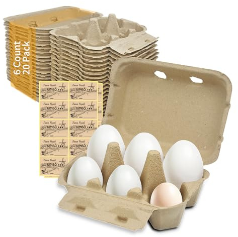 HavRixor Confezione da 20 scatole di cartone per uova d'anatra, per contenere fino a mezza dozzina di uova da 6 pezzi, vuote, in cartone naturale, con adesivi