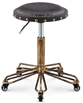 DDKYHU Hocker auf Rollen, Sattelhocker mit Rollen, Hocker mit gelbem Edelstahlsitz, verstellbare Höhe 40–54 cm (Stil Nr. 1) (Stil Nr. 5)