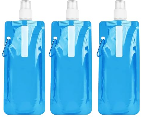 CZNBZIU 3 Botellas De Agua Plegables De, Bolsa De Hidratación Portátil Para Exteriores, Para Senderismo, Viajes, Ciclismo, Fitness, Unisex, Reutilizable, Con Bolsas Transparentes Para Beber