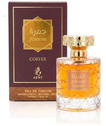 KHAMRAAH Perfume de 100 ml, fabricado en Dubai, con notas especiadas, vainilla ámbar, canela y madera, EDP oriental perfecto para mujeres y hombres (café Jumrah)