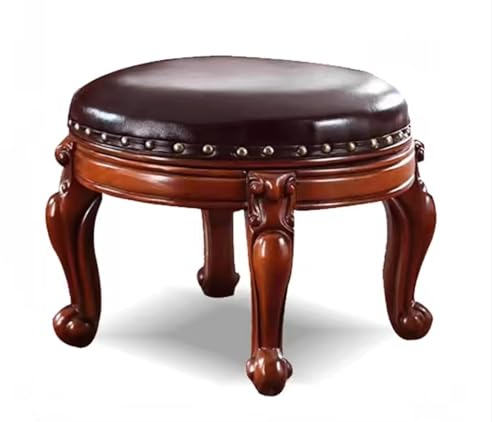 Hocker Retro-leder-antik-kleiner Fußhocker, Osmanische Fußstütze, Amerikanischer Vintage-wohnzimmer-schlafzimmer-hocker Im Vintage-stil Mit Gepolstertem Sitz Für An(Size:38x30cm/15x11.8in,Color:braun)