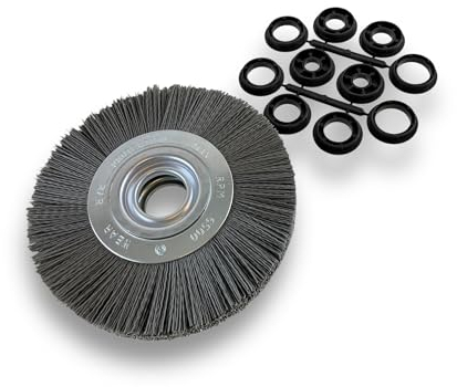 Lot de 6 brosses circulaires NYLON Abrasif | Ø 175 mm | Epaisseur 2 rangs | Carbure de silicium Grain 240 | Alésage 32 mm + réducteur bague 25/22/20/16/12 mm | Touret ponceuse | Kibros 235177KR_240x6