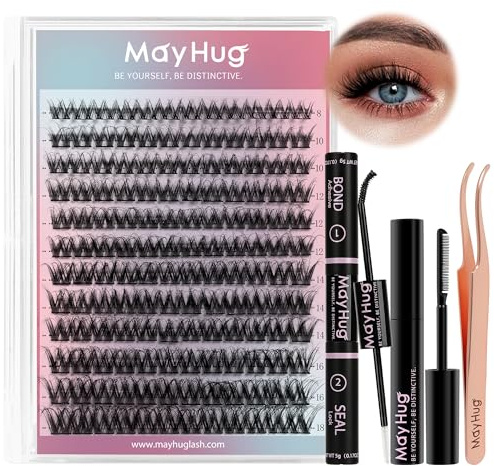 Mayhug 144-teiliges 3D Flauschiges Wimpernverlängerungs-Set mit 10ml Bindung, Stempel, 5ml Entferner und Zange, Easy DIY Kit zu Hause Blau