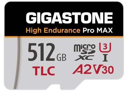 [Recuperación de Datos Gratuita de 5 años] Tarjeta Micro SD GIGASTONE de 512GB, Velocidad de la Serie Pro MAX de Alta Resistencia de hasta 180 MB/s, Compatible con REDTIGER Rove VIOFO Vantrue Pruveo