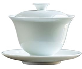 XGTEAHHC Bol en porcelaine bleu brumeux 120 ml fait à la main avec couvercle chinois anti-brûlure Gaiwan élégant soupière à thé couvercle bol décoration