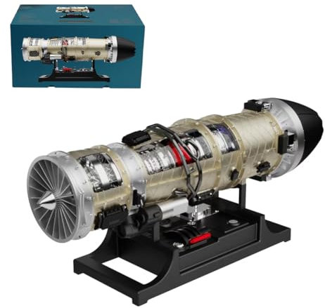 BAUBAUPLAY Militärischer Stealth Fighter Motor, 1/10 Maßstab DIY Metall Mechanisch Turbofan Motor Modell, Physik Experimentierspielzeug Erwachsen (600+PCS)