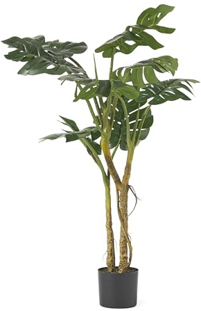Monstera - Árbol alto artificial de 4 pies, plantas grandes para decoración de sala de estar, plantas auxiliares para interiores y exteriores