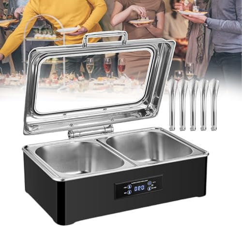 Scaldavivande Elettrico A Buffet, Scaldavivande In Acciaio Inox Con Schermo Di Controllo Della Temperatura Regolabile Da 35 A 90°C, Scaldavivande Da Pranzo Per Catering Feste 500W,2-grid