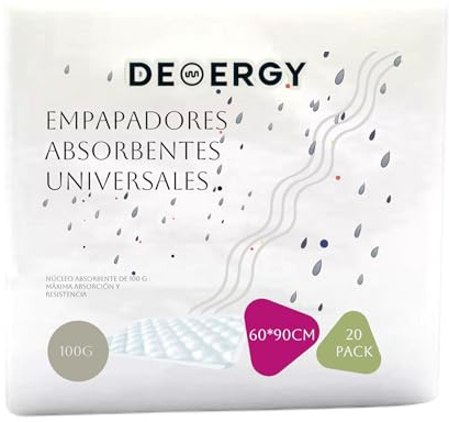 DEMERGY® Ultradicke Saugunterlagen 60x40 cm für Hunde, Haustiere und Menschen - 20 Stück, 100g Stärke, Superabsorbierend, Wasserdicht, Höchste Widerstandsfähigkeit - Für Inkontinenz und Welpentraining