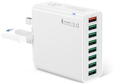 Tupneuf USB Plug UK, 33W 8-Port Multi USB Charger Fast Charge Plug, Multiple Power Adapter Multiport Mains Wall Plug for iPhone 16 15 14 13 12 11 Pro Max SE XS XR Plus, iPad, Samsung