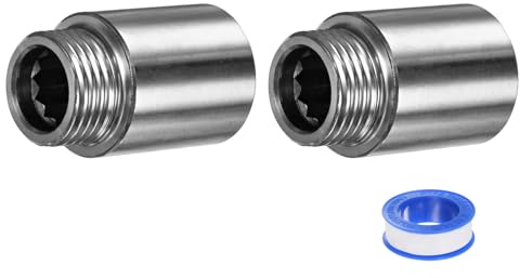 M METERXITY Shower Head Extension Arm, Stainless Steel G1/2 Male to Female Extension Pipe Fitting Adapter with PTFE Thread Seal Tape for Shower/Faucet, Pipe Plumbing Coupler 1.57/40mm 2-Pack