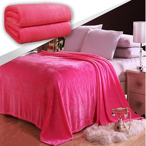GAIFNAG Kuscheldecke Decke Sofa Strickdecke 90 x 200 cm Baumwollmix Weich, Warm & Waschbar Decke Weich Sofaüberwurf für Bett Sofa Schlafzimmer Büro Home, Rosa