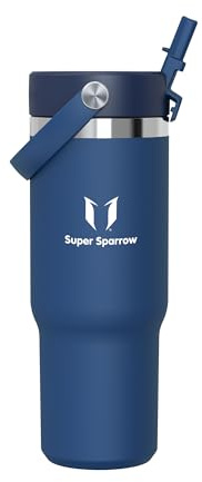 Sparrow Trinkflasche Edelstahl - Twistpath Thermosflasche mit Flex-Strohhalmdeckel - 900ml - BPA-frei Thermobecher & Auslaufsichere Thermoskanne - Kompatibel mit gängigen PKW-Getränkehaltern
