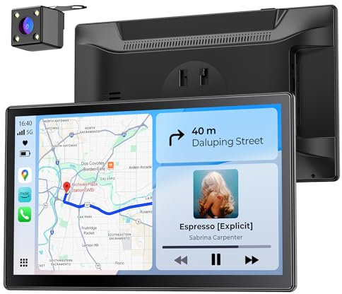 Krunia 9 Drahtloses Tragbares 60FPS Car Play Display für Apple CarPlay & Android Auto, Magnetische Halterung, OTA, Hoch- und Querformat, Rückfahrkamera, Bluetooth, Sprachsteuerung, GPS Navigation