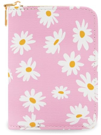 LJCZKA Kreditkartenetui Blumen Damen, Kartenhalter Portemonnaie PU Leder Klein mit Reißverschluss, 9 Kartenfächer und 2 Geld Münzfach Fächer